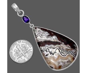 Laguna Lace Agate and Amethyst Pendant SDP145625 P-1098, 24x39 mm