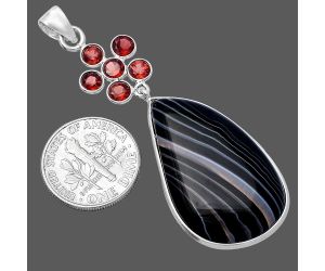 Banded Onyx and Garnet Pendant SDP145735 P-1122, 19x31 mm