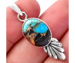 Shell In Black Blue Turquoise Pendant SDP145862 P-1126, 12x16 mm