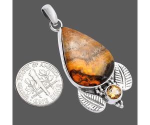 Indonesian Bumble Bee and Citrine Pendant SDP145886 P-1127, 18x26 mm