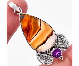 Montana Agate and Amethyst Pendant SDP145891 P-1127, 17x28 mm
