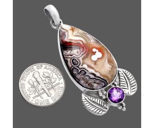 Laguna Lace Agate and Amethyst Pendant SDP145949 P-1127, 17x29 mm