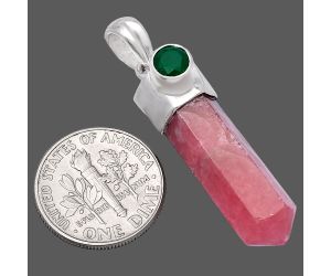 Rhodochrosite Argentina Point and Green Onyx Pendant SDP146195 P-1107, 8x27 mm