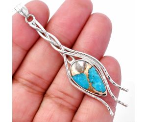 Shell In Black Blue Turquoise Pendant SDP146248 P-1728, 11x21 mm