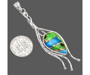 Blue Turquoise In Green Mohave Pendant SDP146265 P-1728, 13x21 mm