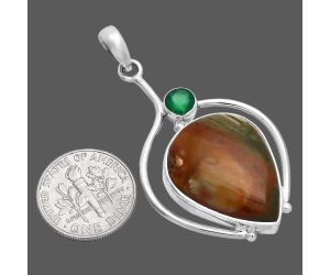 Rocky Butte Picture Jasper and Green Onyx Pendant SDP146664 P-1250, 19x24 mm