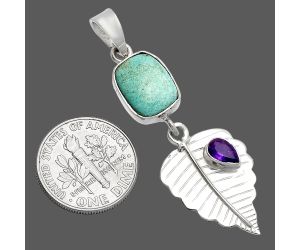 Natural Rare Turquoise Nevada Aztec Mt and Amethyst Pendant SDP146794 P-1539, 9x12 mm