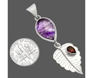 Super 23 Amethyst Mineral From Auralite and Garnet Pendant SDP146817 P-1539, 11x16 mm