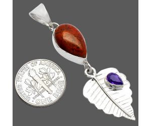 Rare Cady Mountain Agate and Amethyst Pendant SDP146838 P-1539, 9x15 mm