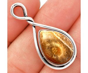Flower Fossil Coral Pendant SDP146915 P-1017, 13x18 mm