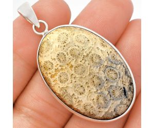 Flower Fossil Coral Pendant SDP147034 P-1001, 24x36 mm