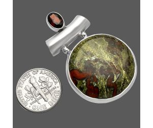 Dragon Blood Stone and Garnet Pendant SDP147148 P-1279, 25x25 mm