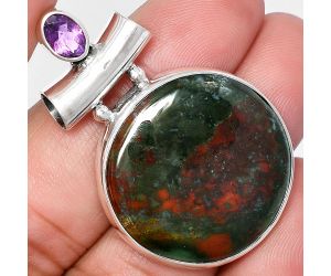 Blood Stone and Amethyst Pendant SDP147179 P-1279, 26x26 mm