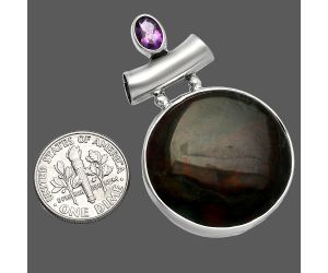 Blood Stone and Amethyst Pendant SDP147179 P-1279, 26x26 mm