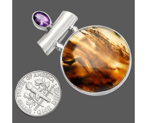 Montana Agate and Amethyst Pendant SDP147192 P-1279, 25x25 mm