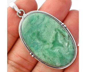 Green Lace Agate Pendant SDP147354 P-1064, 22x36 mm