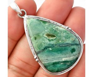 Green Lace Agate Pendant SDP147396 P-1064, 23x35 mm