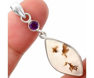 Scenic Dendritic Agate and Amethyst Pendant SDP147542 P-1098, 12x21 mm