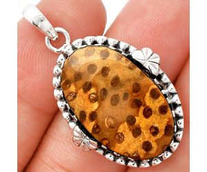Palm Root Fossil Agate Pendant SDP147902 P-1730, 15x25 mm