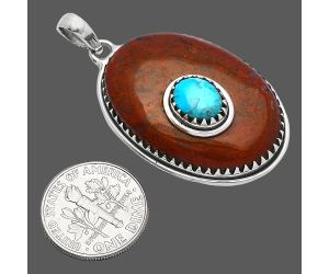 Red Moss Agate and Turquoise Pendant SDP147952 P-1260, 22x32 mm