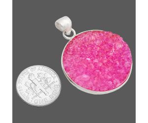 Pink Titanium Druzy Pendant SDP148138 P-1001, 27x27 mm