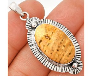 Palm Root Fossil Agate Pendant SDP148286 P-1732, 13x22 mm