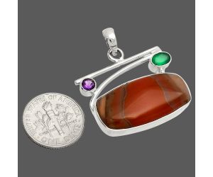 Lake Superior Agate and Green Onyx & Amethyst Pendant SDP148414 P-1286, 14x28 mm