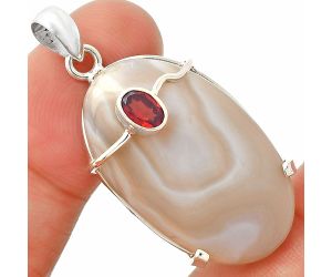 Banded Onyx and Garnet Pendant SDP148466 P-1386, 19x31 mm