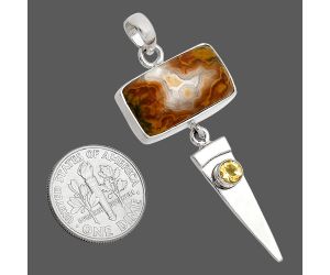 Rare Cady Mountain Agate and Citrine Pendant SDP148532 P-1474, 11x20 mm