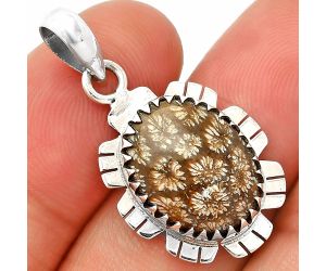 Flower Fossil Coral Pendant SDP148553 P-1347, 12x16 mm
