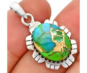 Blue Turquoise In Green Mohave Pendant SDP148576 P-1347, 12x16 mm