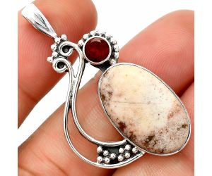 Red Moss Agate and Garnet Pendant SDP148742 P-1573, 13x21 mm
