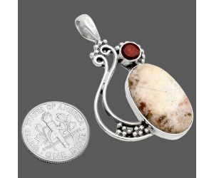 Red Moss Agate and Garnet Pendant SDP148742 P-1573, 13x21 mm