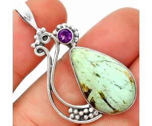 Natural Rare Turquoise Nevada Aztec Mt and Amethyst Pendant SDP148748 P-1573, 14x22 mm