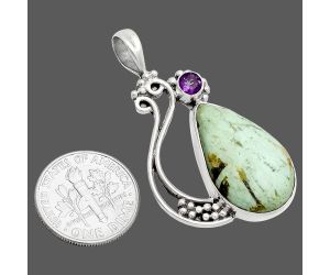 Natural Rare Turquoise Nevada Aztec Mt and Amethyst Pendant SDP148748 P-1573, 14x22 mm