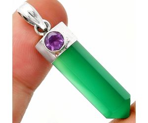 Point - Green Onyx and Amethyst Pendant SDP148929 P-1107, 8x26 mm