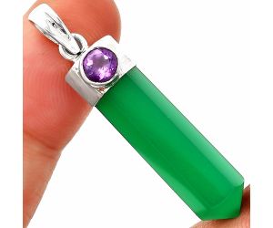 Point - Green Onyx and Amethyst Pendant SDP148930 P-1107, 8x28 mm