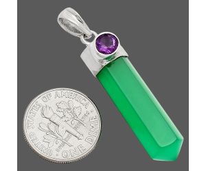 Point - Green Onyx and Amethyst Pendant SDP148930 P-1107, 8x28 mm