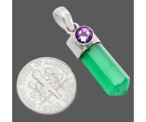 Point - Green Onyx and Amethyst Pendant SDP148931 P-1107, 7x19 mm