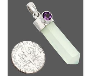 Point - Milky Chalcedony and Amethyst Pendant SDP149002 P-1107, 8x27 mm