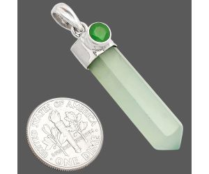 Point - Milky Chalcedony and Green Onyx Pendant SDP149004 P-1107, 8x30 mm