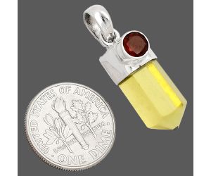Point - Lemon Quartz and Garnet Pendant SDP149034 P-1107, 8x17 mm