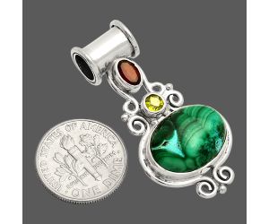 Malachite Eye, Garnet & Peridot Pendant SDP149287 P-1448, 12x16 mm