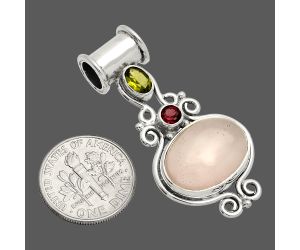 Rose Quartz, Peridot & Garnet Pendant SDP149289 P-1448, 12x17 mm