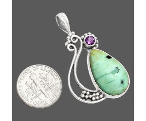 Natural Rare Turquoise Nevada Aztec Mt and Amethyst Pendant SDP149388 P-1573, 12x20 mm