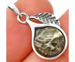 Leaf - Mexican Cabbing Fossil Pendant SDP149420 P-1105, 10x10 mm