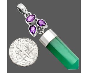 Green Onyx and Amethyst Point Pendant SDP149568 P-1307, 8x25 mm