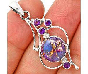 Copper Purple Turquoise and Amethyst Pendant SDP149611 P-1037, 11x11 mm