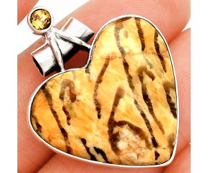 Heart - Septarian - Dragon Stone and Citrine Pendant SDP149653 P-1159, 26x28 mm