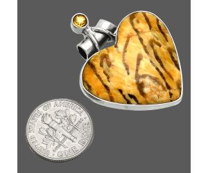 Heart - Septarian - Dragon Stone and Citrine Pendant SDP149653 P-1159, 26x28 mm